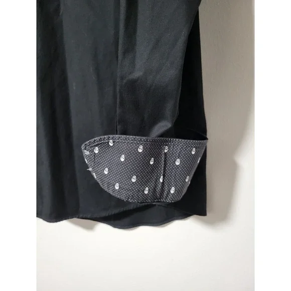 Twillory Safe Cotton Black Dress Shirt 16.5 36/37 Tailored Skull Collar Cuffs - Picture 8 of 12